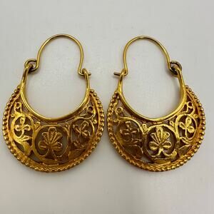BMPL vintage gold plated ancient replica door knocker hook hoop earrings